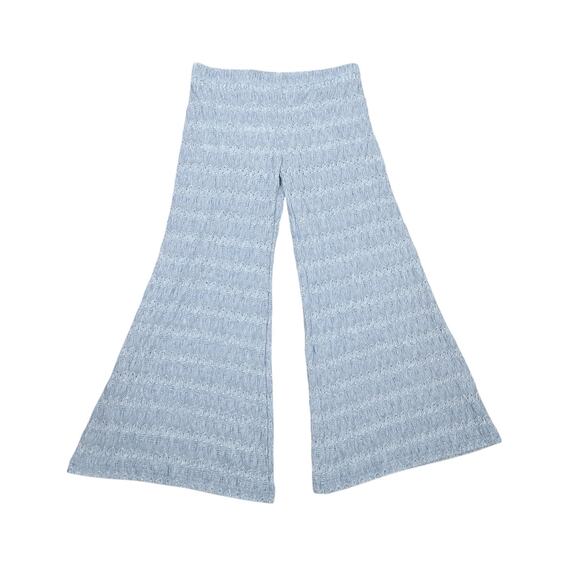 Free People Pants - Free People pastel blue lace mid rise flare bell bottom pants 4
